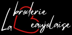 Logo de la Broderie Beaujolaise blanc sur fond noir